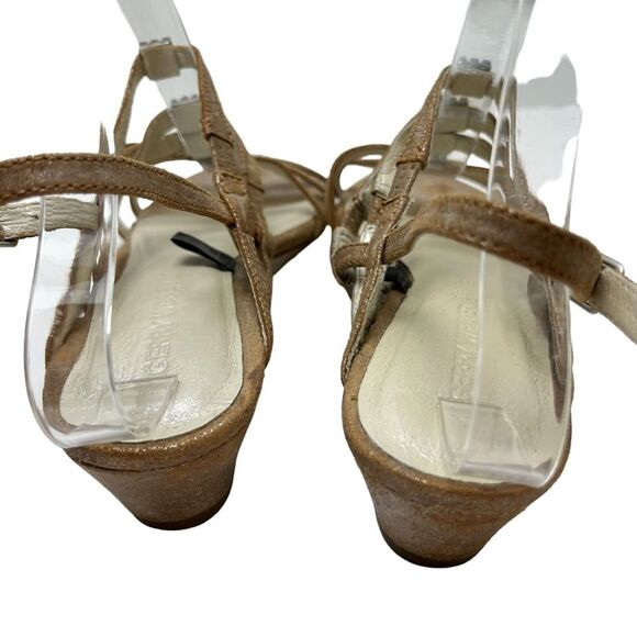 GERRY WEBER Genuine Leather Bronze Sandals Wedges Slingback Beige Shoes 37 / 6.5 - Picture 6 of 16